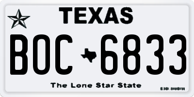 TX license plate BOC6833