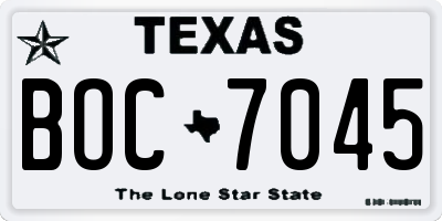 TX license plate BOC7045
