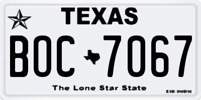 TX license plate BOC7067