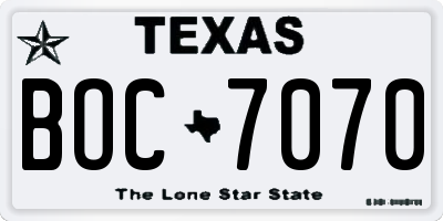 TX license plate BOC7070