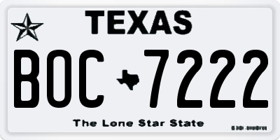 TX license plate BOC7222