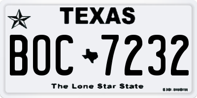 TX license plate BOC7232