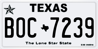 TX license plate BOC7239