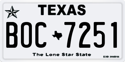 TX license plate BOC7251