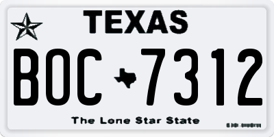TX license plate BOC7312