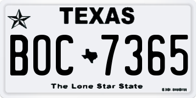 TX license plate BOC7365
