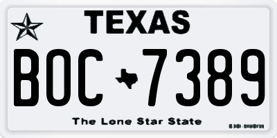 TX license plate BOC7389