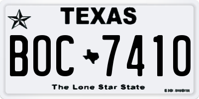 TX license plate BOC7410