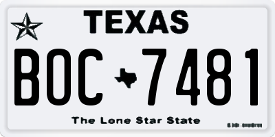 TX license plate BOC7481