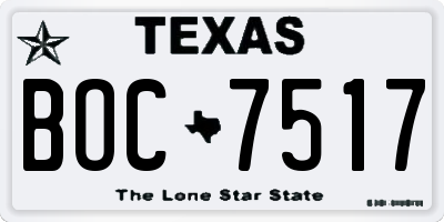 TX license plate BOC7517