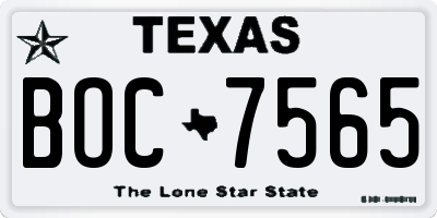 TX license plate BOC7565