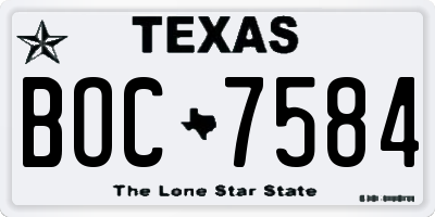 TX license plate BOC7584