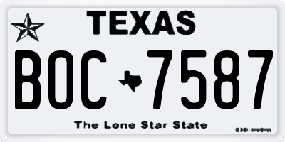 TX license plate BOC7587