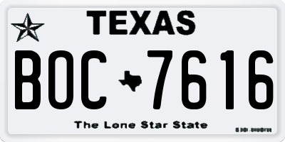 TX license plate BOC7616