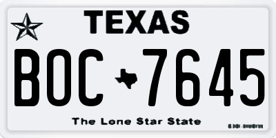 TX license plate BOC7645