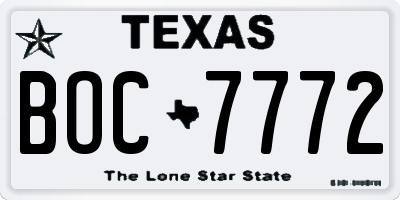 TX license plate BOC7772