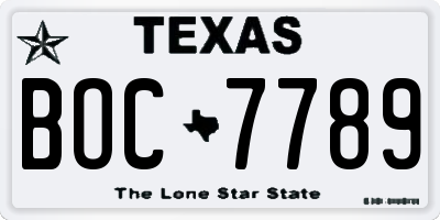 TX license plate BOC7789