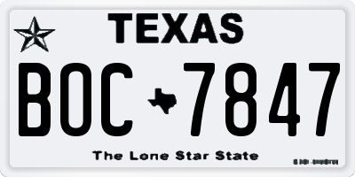 TX license plate BOC7847