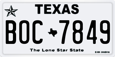 TX license plate BOC7849