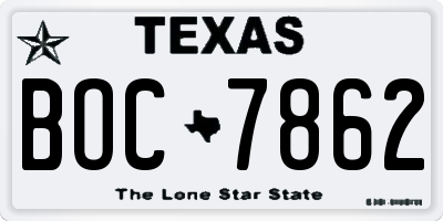 TX license plate BOC7862