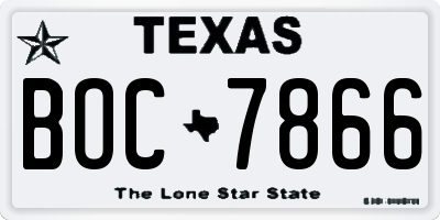 TX license plate BOC7866