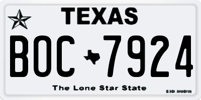 TX license plate BOC7924