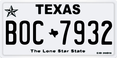 TX license plate BOC7932