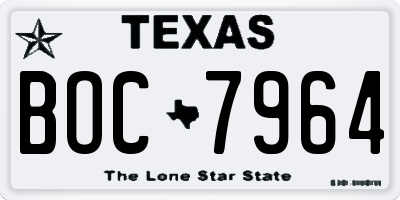 TX license plate BOC7964