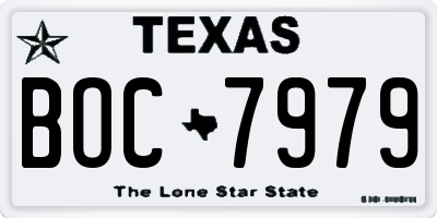 TX license plate BOC7979