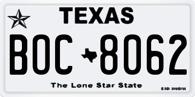 TX license plate BOC8062