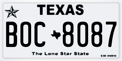TX license plate BOC8087
