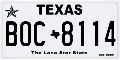 TX license plate BOC8114