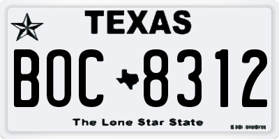 TX license plate BOC8312