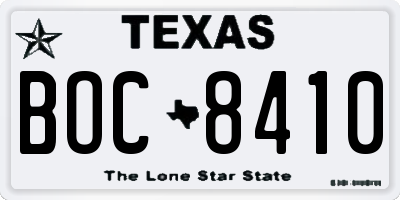 TX license plate BOC8410