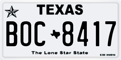TX license plate BOC8417