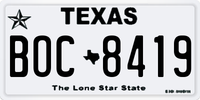 TX license plate BOC8419