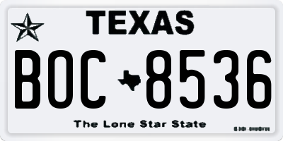 TX license plate BOC8536