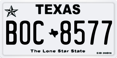 TX license plate BOC8577
