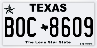 TX license plate BOC8609