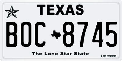 TX license plate BOC8745