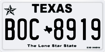 TX license plate BOC8919