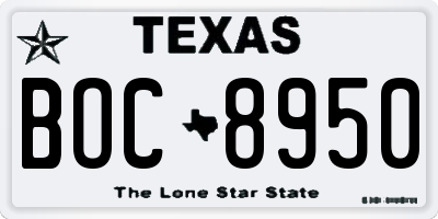 TX license plate BOC8950