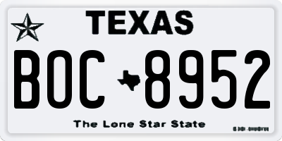 TX license plate BOC8952