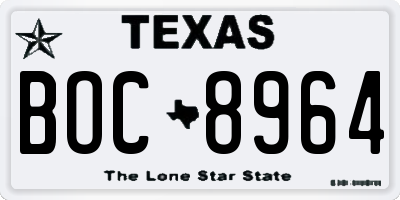 TX license plate BOC8964