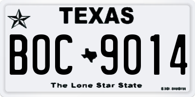 TX license plate BOC9014