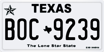 TX license plate BOC9239