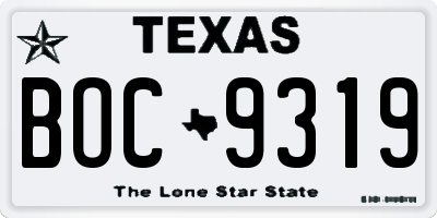 TX license plate BOC9319