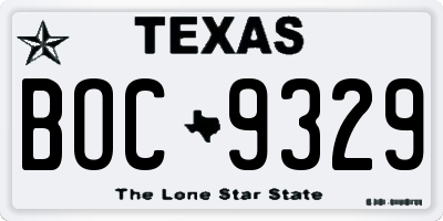 TX license plate BOC9329