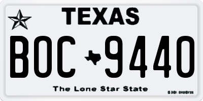 TX license plate BOC9440