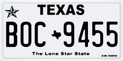 TX license plate BOC9455